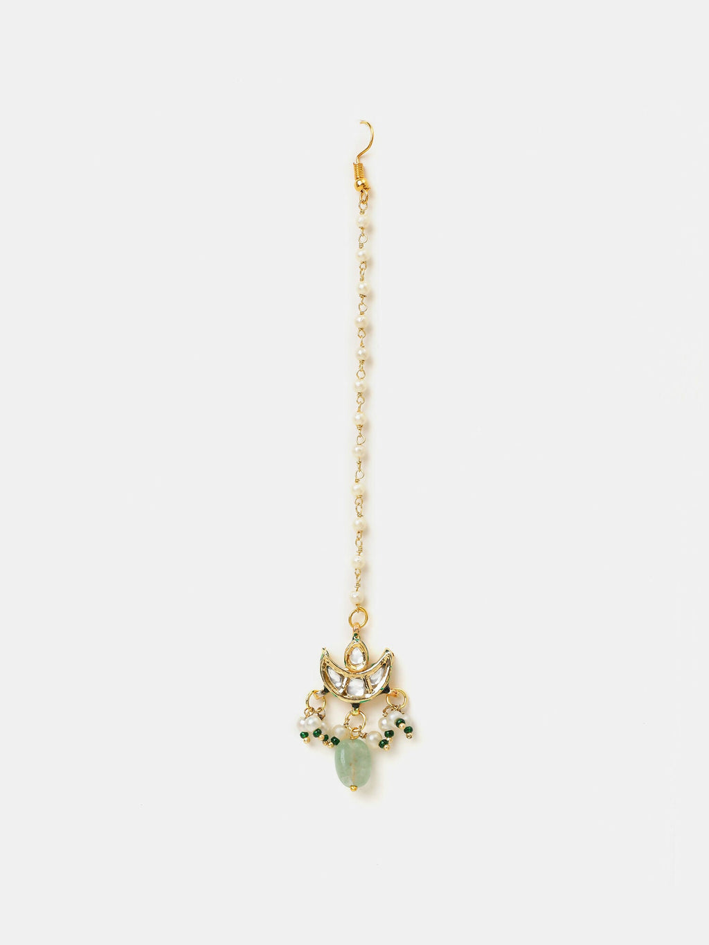 Ruby Raang Pearl Glow Necklace With Matching Earrings And Maang Tikka - Distacart