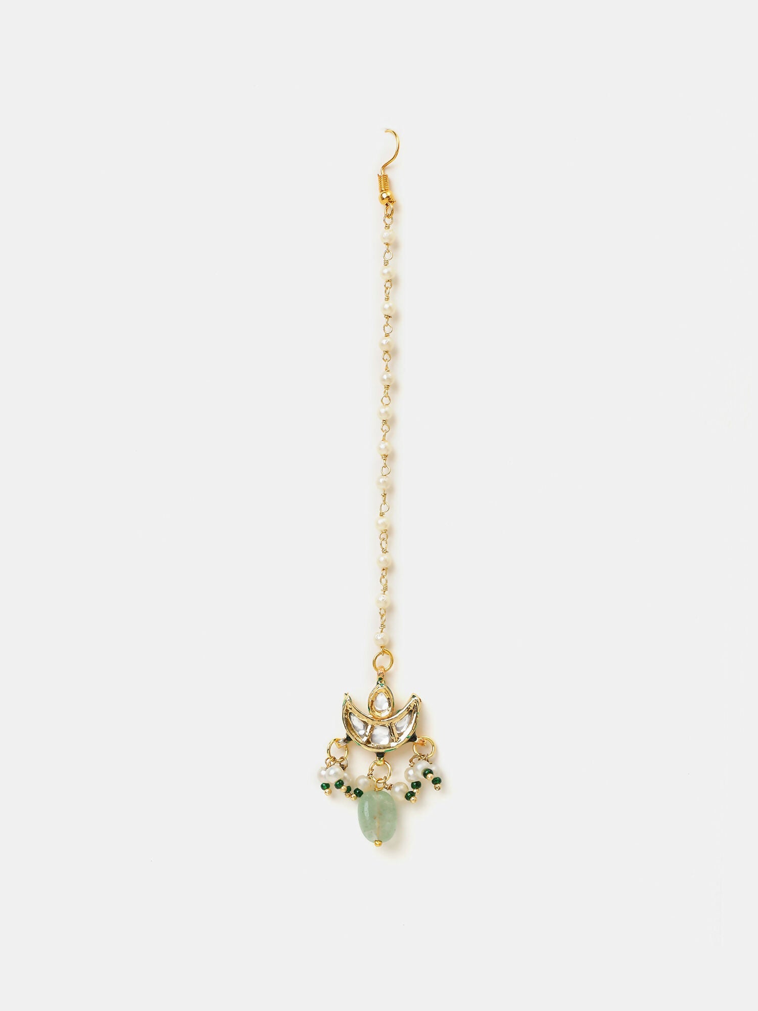 Ruby Raang Pearl Glow Necklace With Matching Earrings And Maang Tikka - Distacart