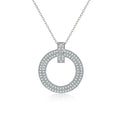 Cauer Elegant 14K White Gold Plated Moissanite Pendant Necklace