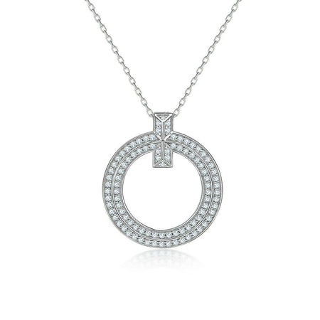 Cauer Elegant 14K White Gold Plated Moissanite Pendant Necklace