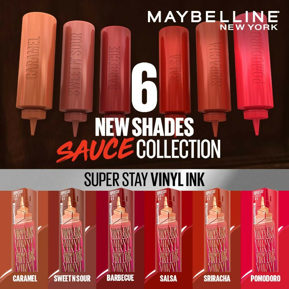 Maybelline New York Super Stay Vinyl Ink Liquid Lipstick, Instant Shine Lasts Up To 16H - Siracha Sauce