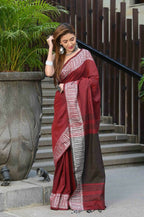 Beatitude Red Cotton Jacqaurd Border Tangail Handloom Saree