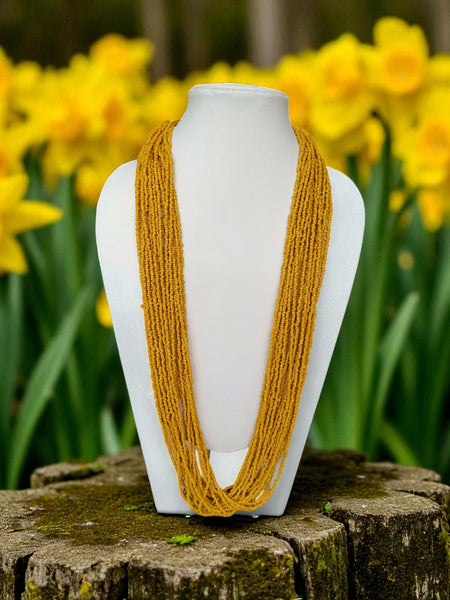 Inhanns Rangsaaz 20-Layer Luxe Long Beaded Only Necklace - Yellow Only Necklace