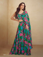 Anaita Dark Green Real Chinon Stitched Suit with Printed & Embroidery hand work - Distacart