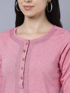 Myshka Women Pink Solid Straight Kurta - Distacart