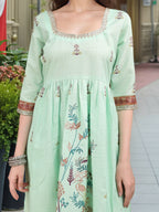 Joban Fashion Green Position Digital Print With Position Foil Kurta Set - Distacart