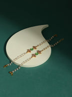 Gold Plated Green White Kundan Beads Anklet Set Of 2 - Ruby Raang - Distacart