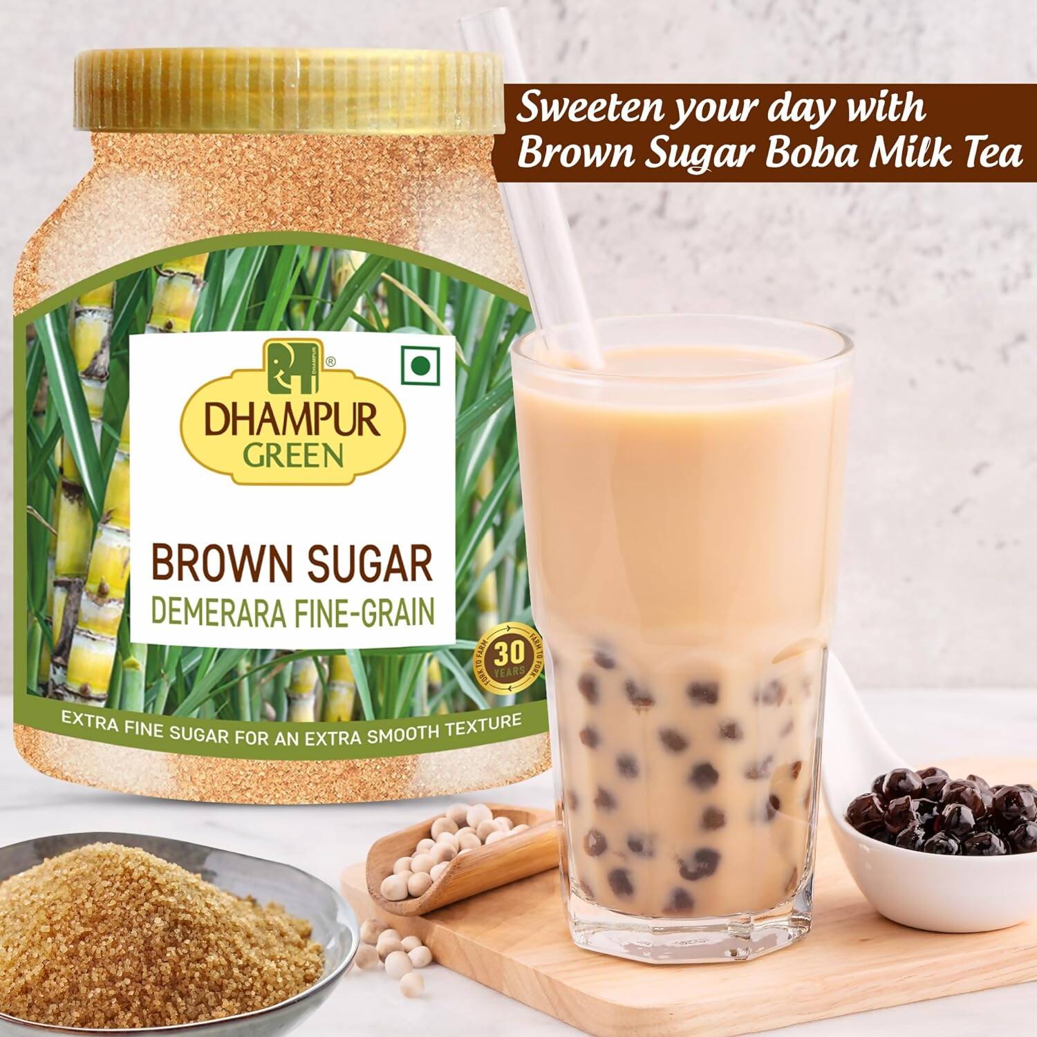 Dhampur Green Demerara Brown Sugar (Fine Grain) - Distacart