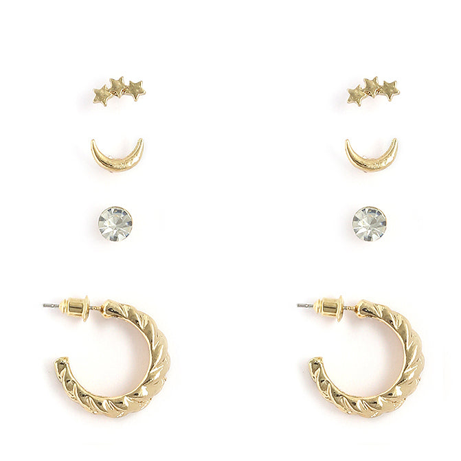 Gold-Plated Alloy Set Of 6 Designer Earrings - The Pari - Distacart