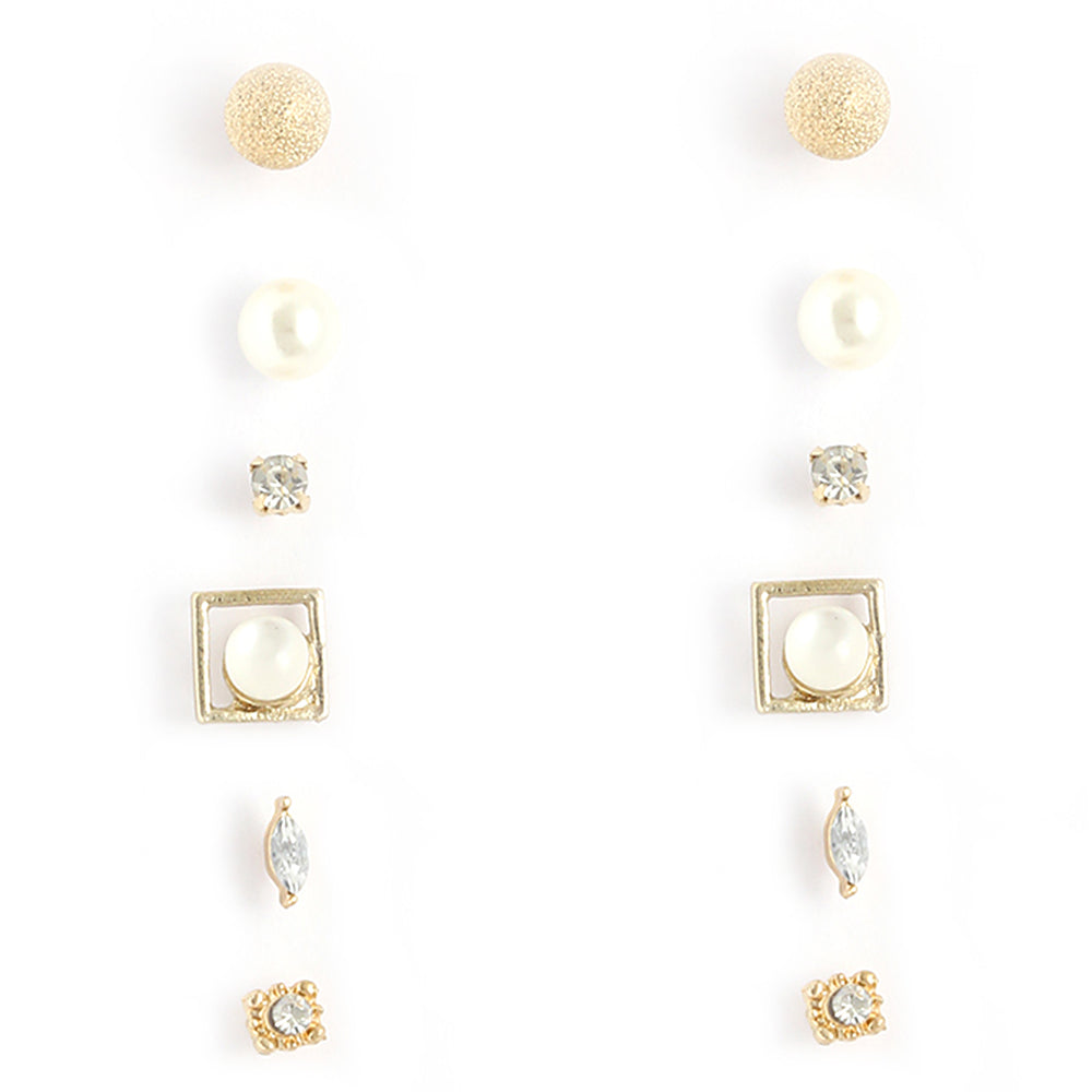 Gold-Plated Alloy Set Of 9 Designer Earrings - The Pari - Distacart