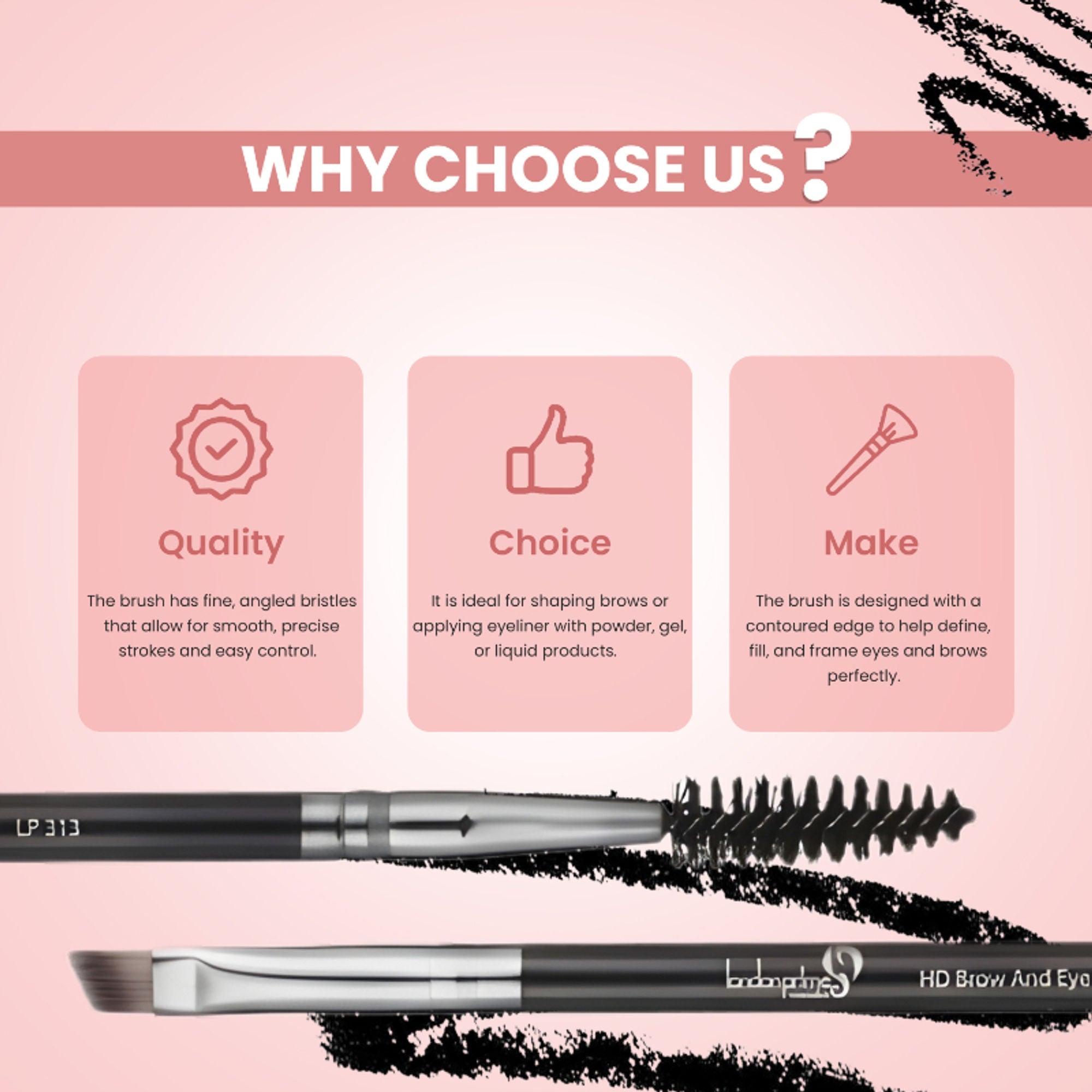 London Prime HD Brow And Angular Brush-LP313 ( Formerly London Pride Cosmetics )