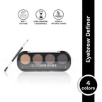 PAC Studio Eyebrow Definer Palette 4 colors - Fine Powder Formula With 2-in-1 Angled Spoolie Brush