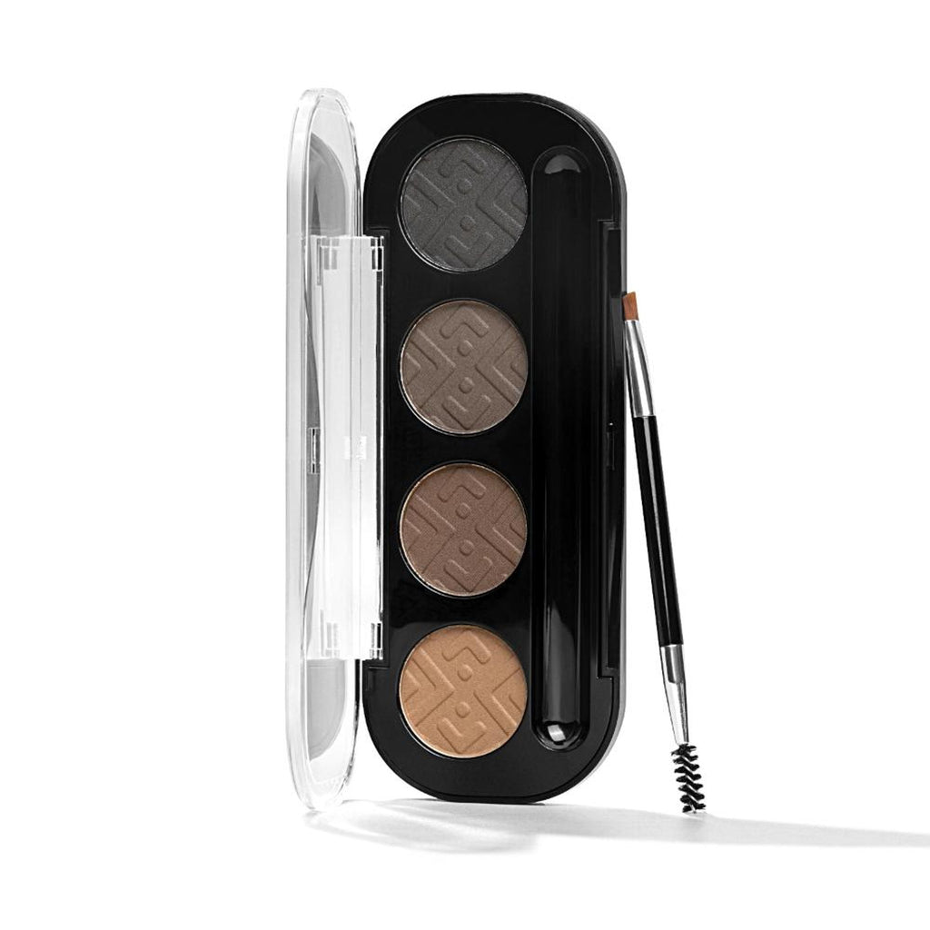 PAC Studio Eyebrow Definer Palette 4 colors - Fine Powder Formula With 2-in-1 Angled Spoolie Brush