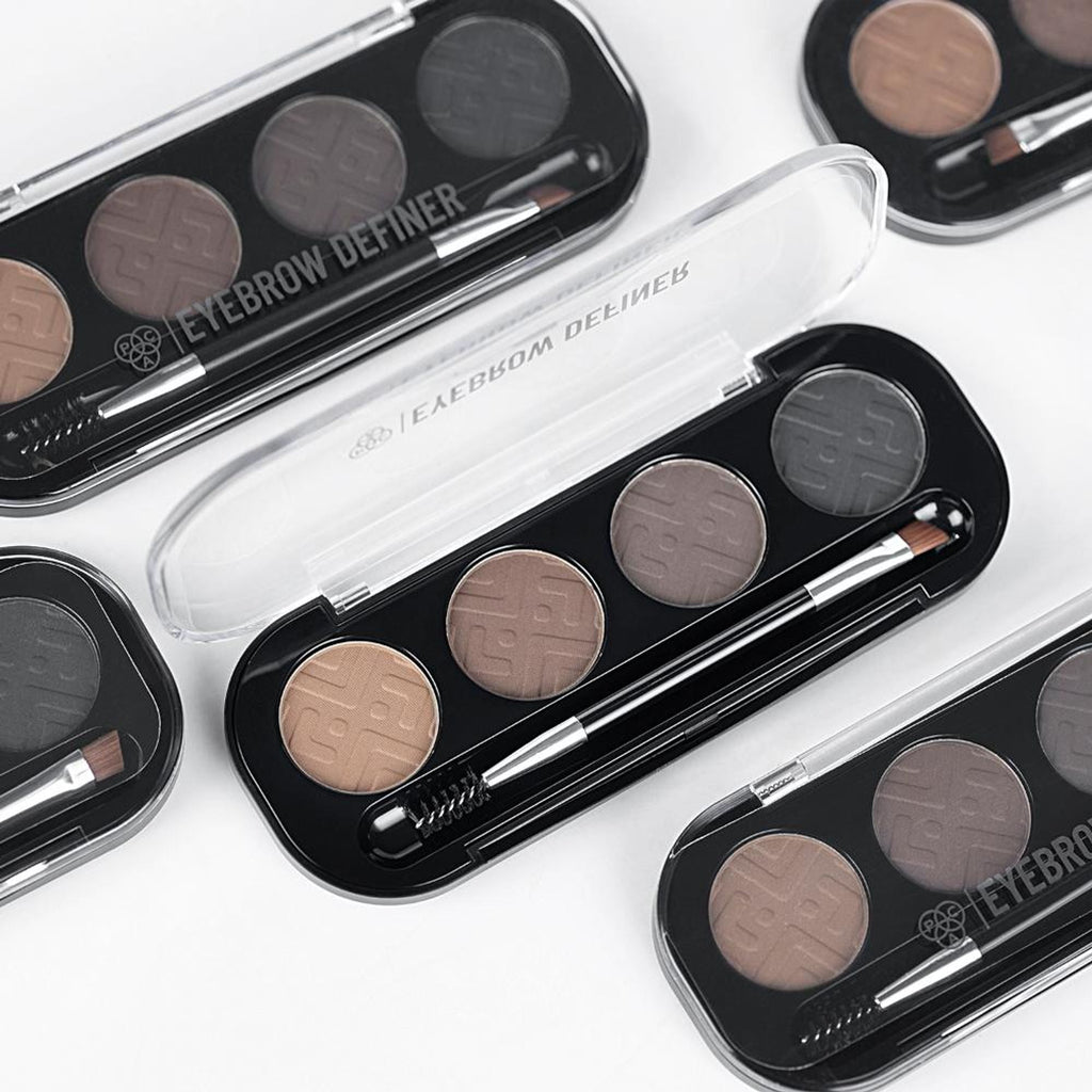 PAC Studio Eyebrow Definer Palette 4 colors - Fine Powder Formula With 2-in-1 Angled Spoolie Brush