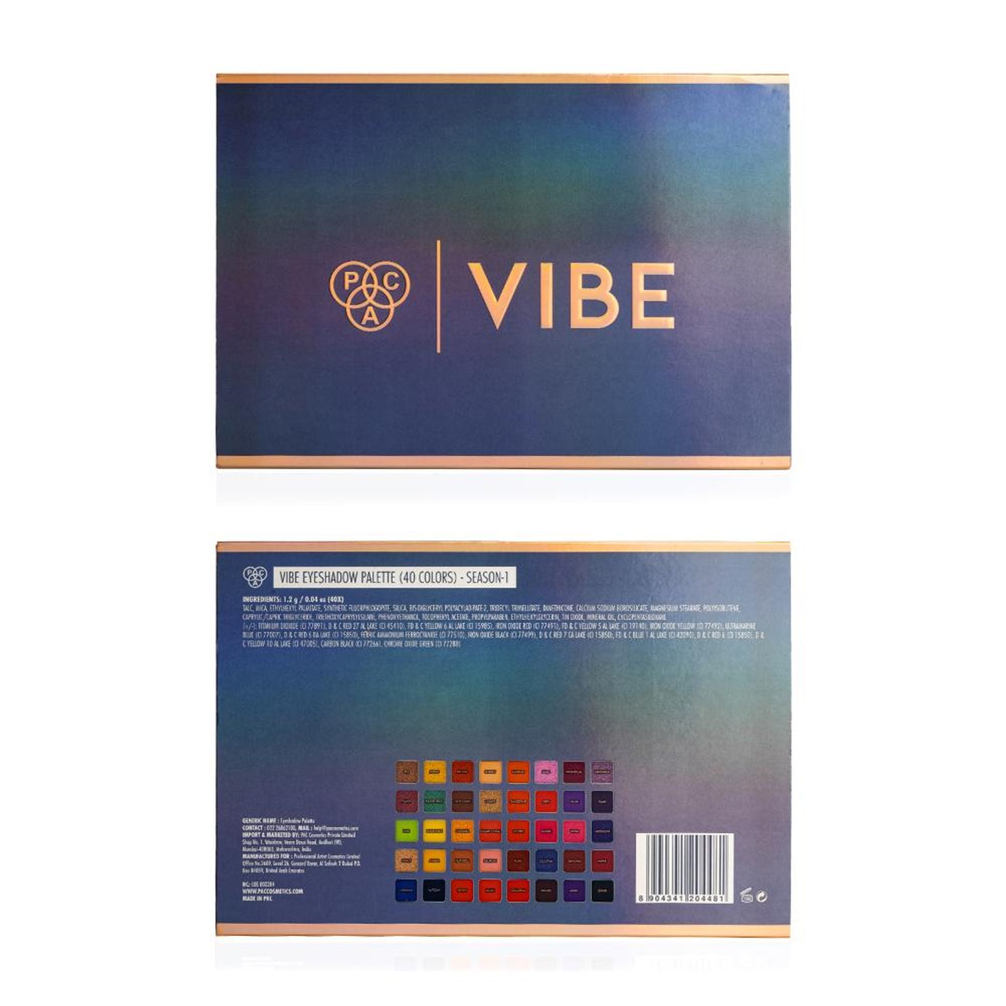 PAC Studio Vibe Eyeshadow Palette X40 Season 1 - Blendable Formula, Intense Color Payoff, Richly Pigmented