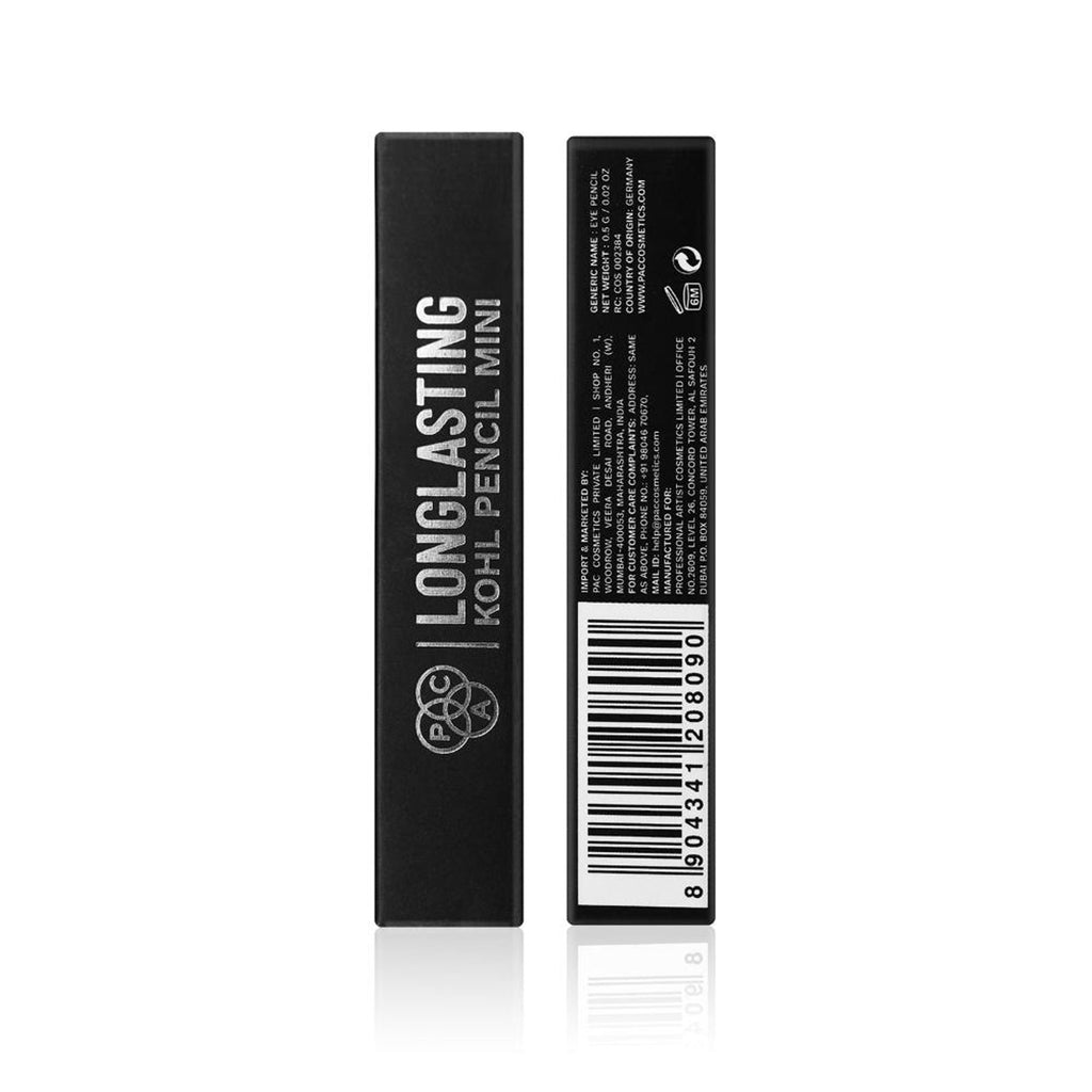 PAC Studio Longlasting Kohl Pencil Mini Black - Waterproof Intense Payoff, One Swipe Application - Distacart
