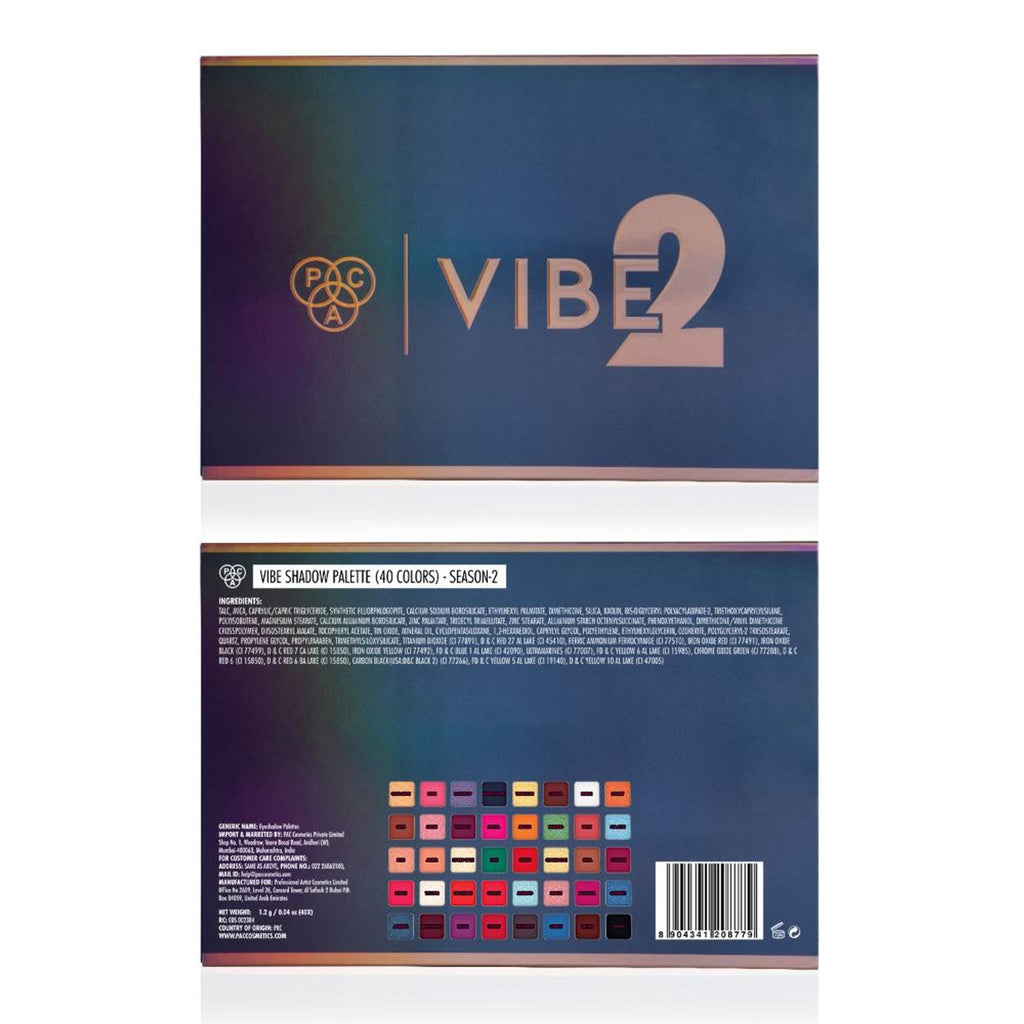 PAC Studio Vibe Eyeshadow Palette X40 Season 2 - Blendable Formula, Intense Color Payoff, Richly Pigmented