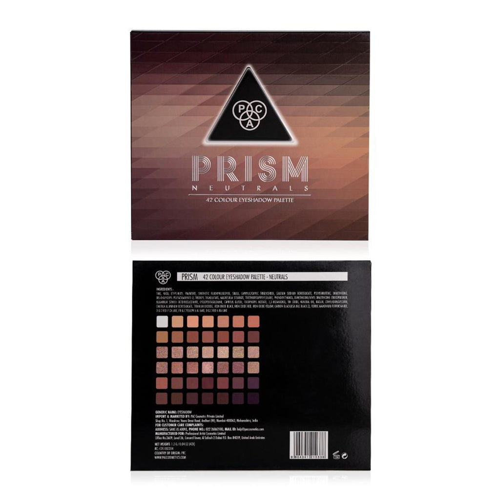 PAC Studio Prism Eyeshadow Palette X42 Neutrals - High Impact Mattes Pearls & Shimmers, Blendable Formula