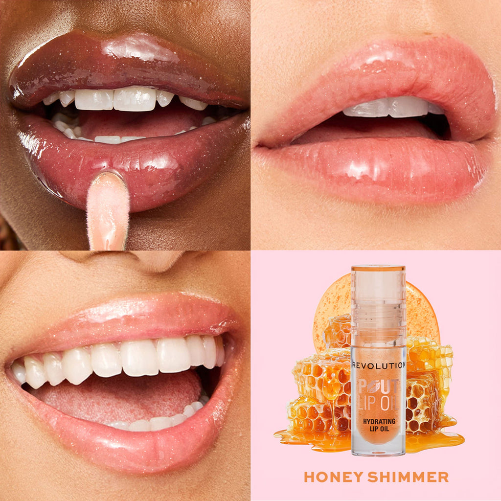 Makeup Revolution Pout Lip Oil - Honey Shimmer
