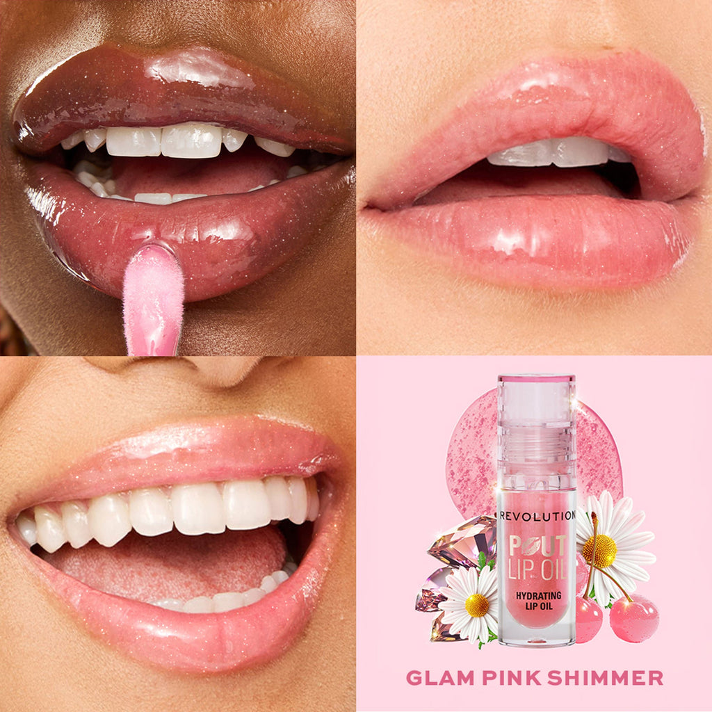 Makeup Revolution Pout Lip Oil - Pink Shimmer - Distacart
