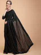 Sangria Women Black Embellished Sequinned Heavy Work Saree - Distacart