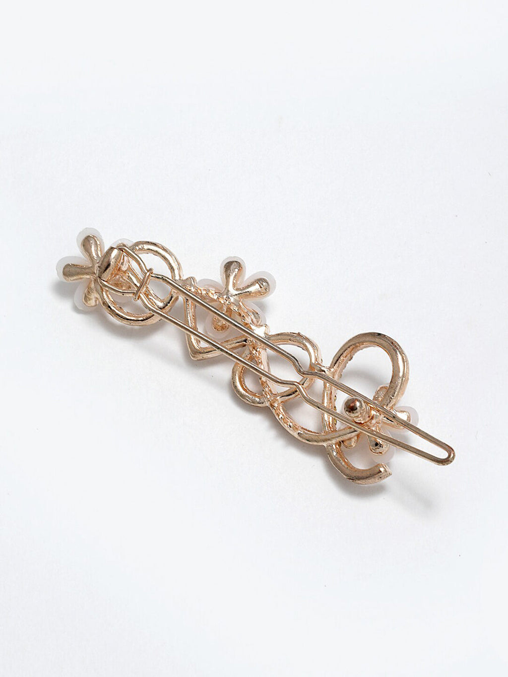 Panash Women Gold-Toned & White Cz-Studded & Beaded Love Hair Pin - Distacart