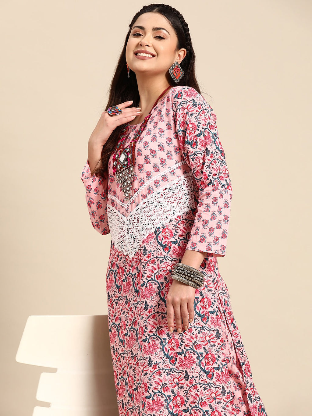Sangria Floral Printed Regular Pure Cotton Kurta with Palazzos