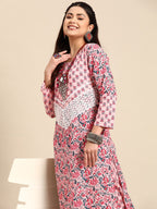Sangria Floral Printed Regular Pure Cotton Kurta with Palazzos