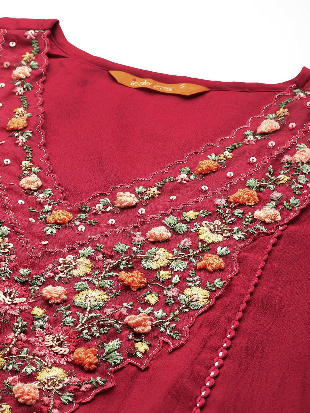 Indo Era Women Floral Yoke Design Panelled Thread Work Kurta with Trousers & Dupatta - Distacart