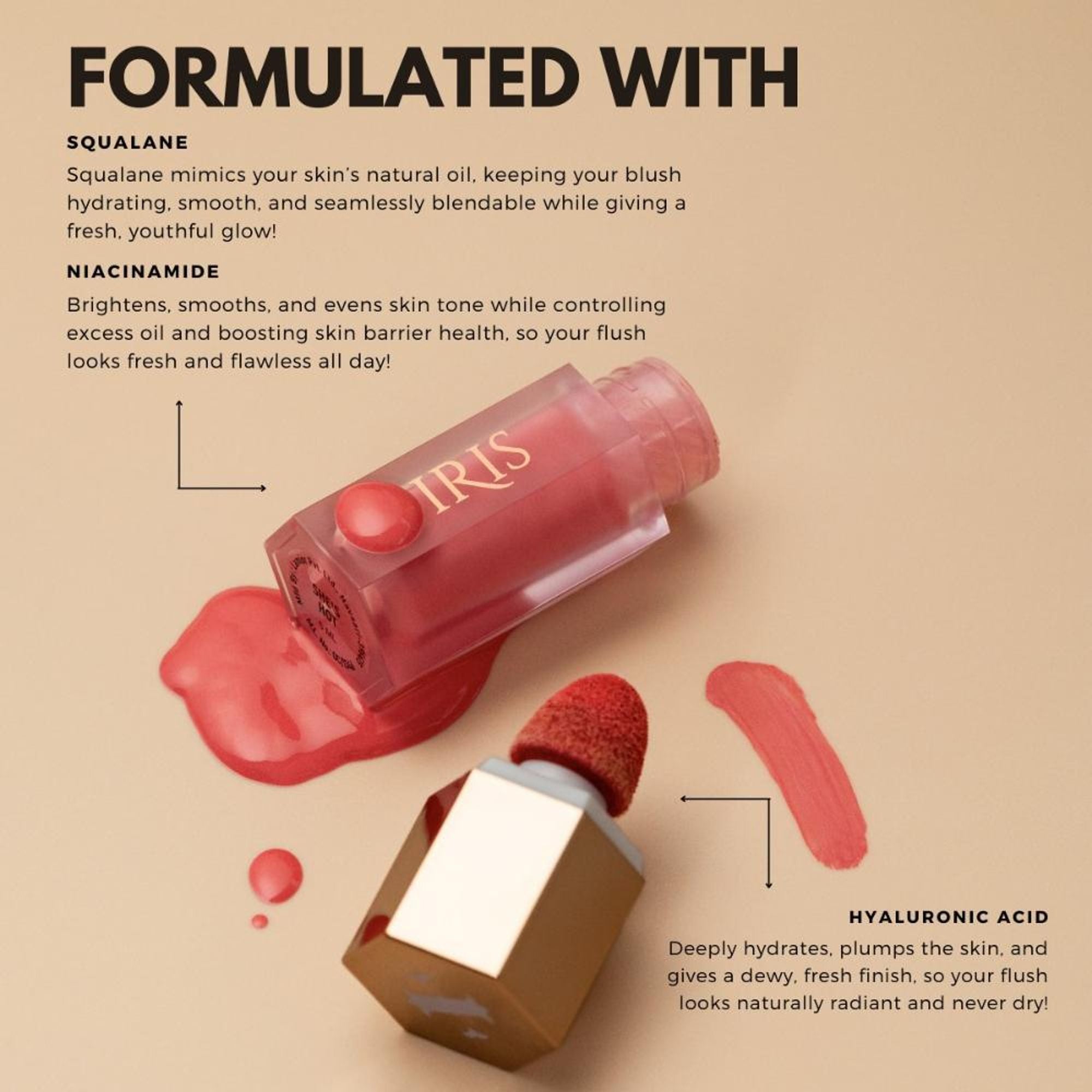 IRIS COSMETICS Oh! She Blushes Liquid Blush - Warm Brown