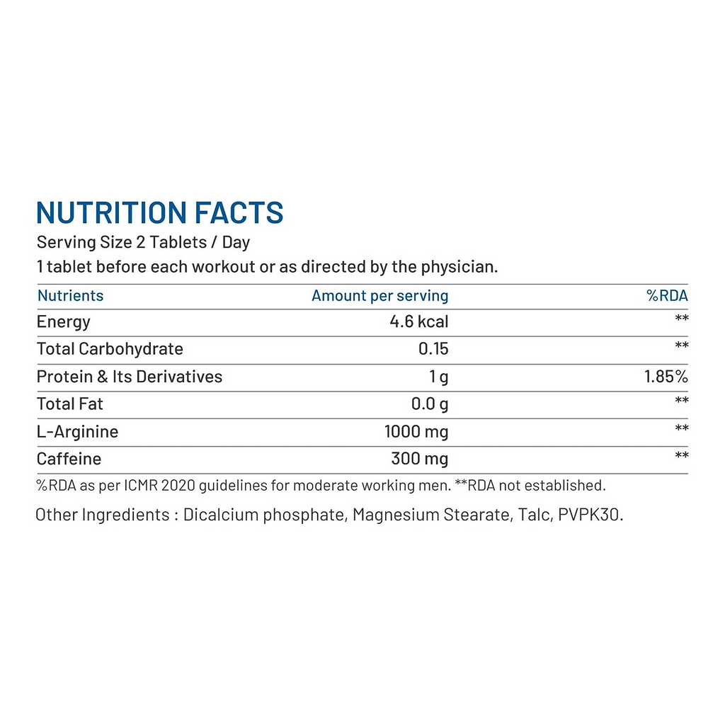 Bliss Welness L-Arginine Caffeine Tablets - Distacart