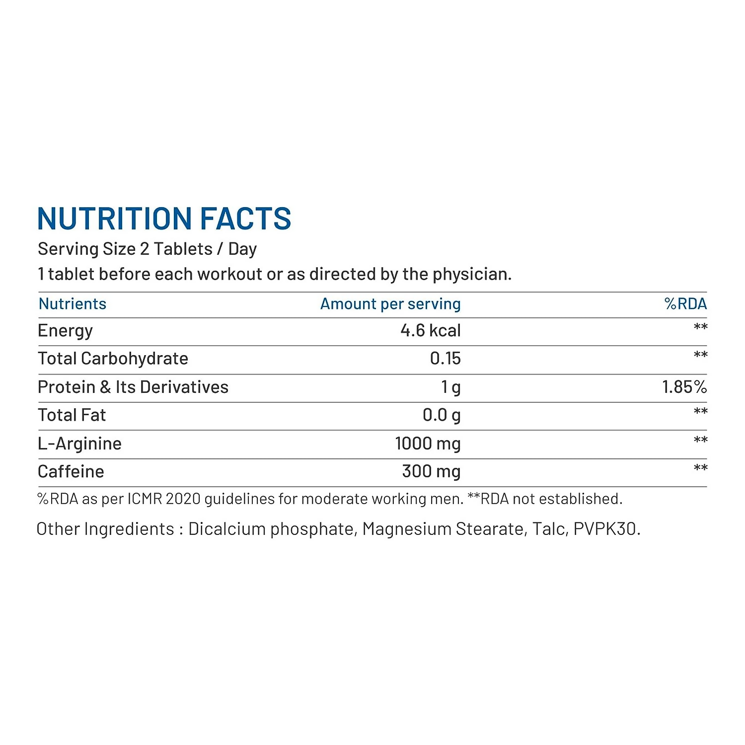 Bliss Welness L-Arginine Caffeine Tablets - Distacart