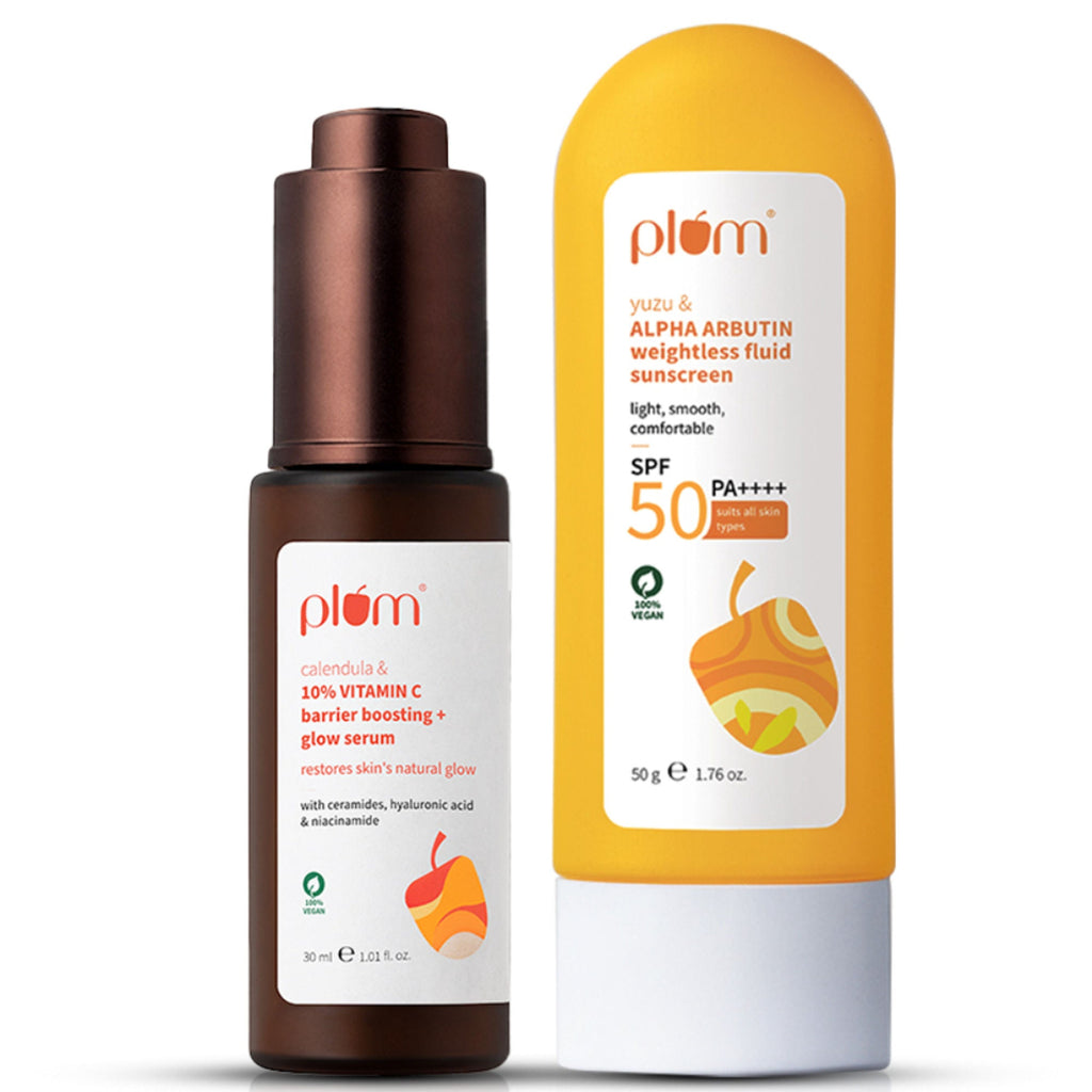 Plum Bestselling Vitamin C & Alpha Arbutin Sun Protect Duo - For Tan Protection & Glowing Skin