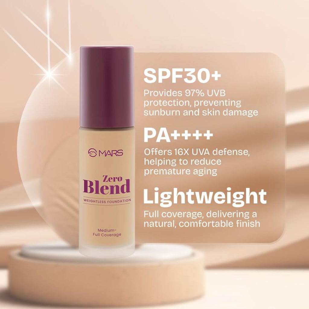 MARS Cosmetics SPF30 PA+++ Zero Blend Weightless Foundation - 08-Honey Nectar