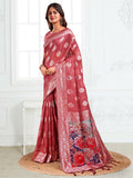 Shree Shyam Fashion Linen Cotton Rust Saree - Distacart