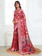 Shree Shyam Fashion Linen Cotton Rust Saree - Distacart