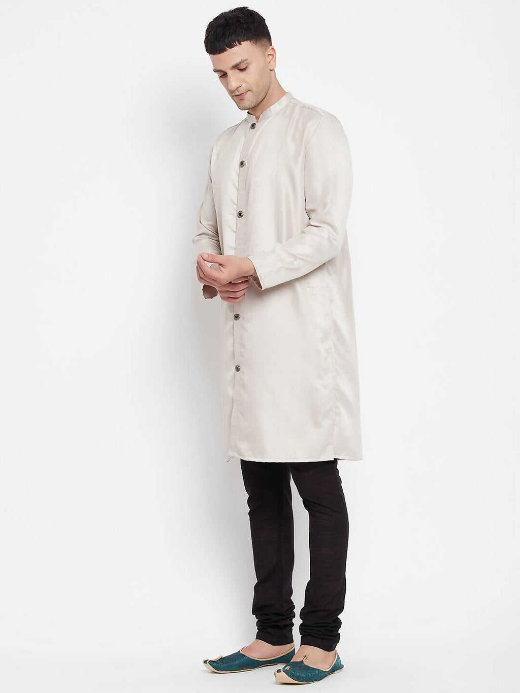 Even Apparels Beige Rayon Men's Sherwani Kurta With Open Front - Distacart
