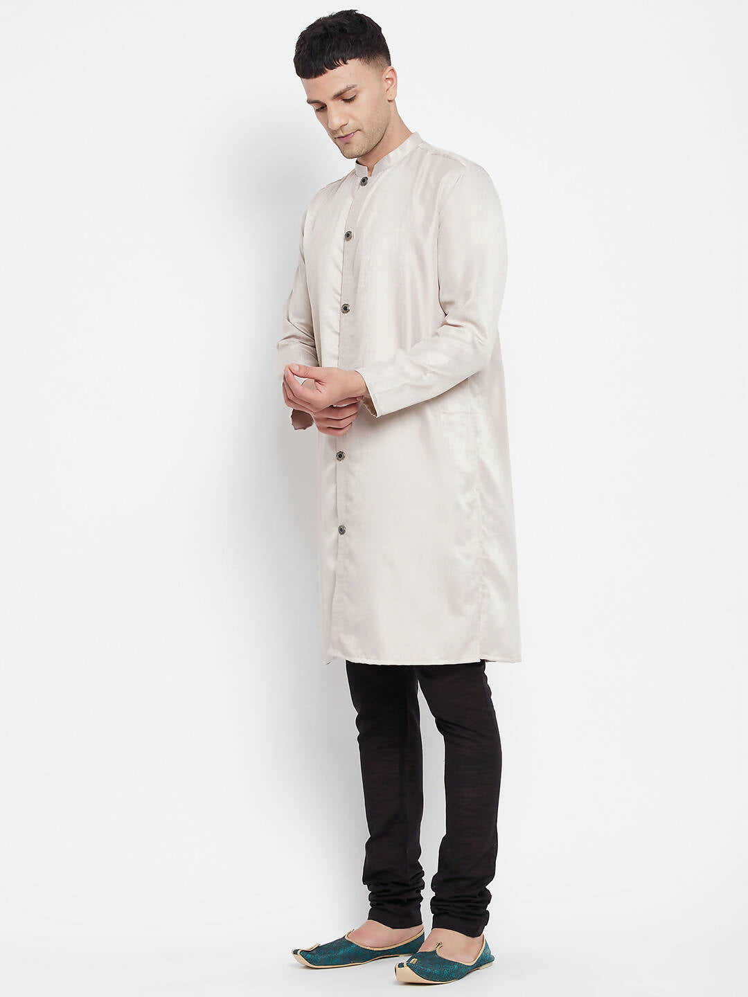 Even Apparels Beige Rayon Men's Sherwani Kurta With Open Front - Distacart