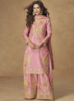 Vegaa Fashion Light Pink Simar Silk Embroidered Designer Palazzo Suit - Distacart