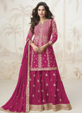 Vegaa Fashion Pink Chinon Silk Embroidered Sharara Suit - Distacart