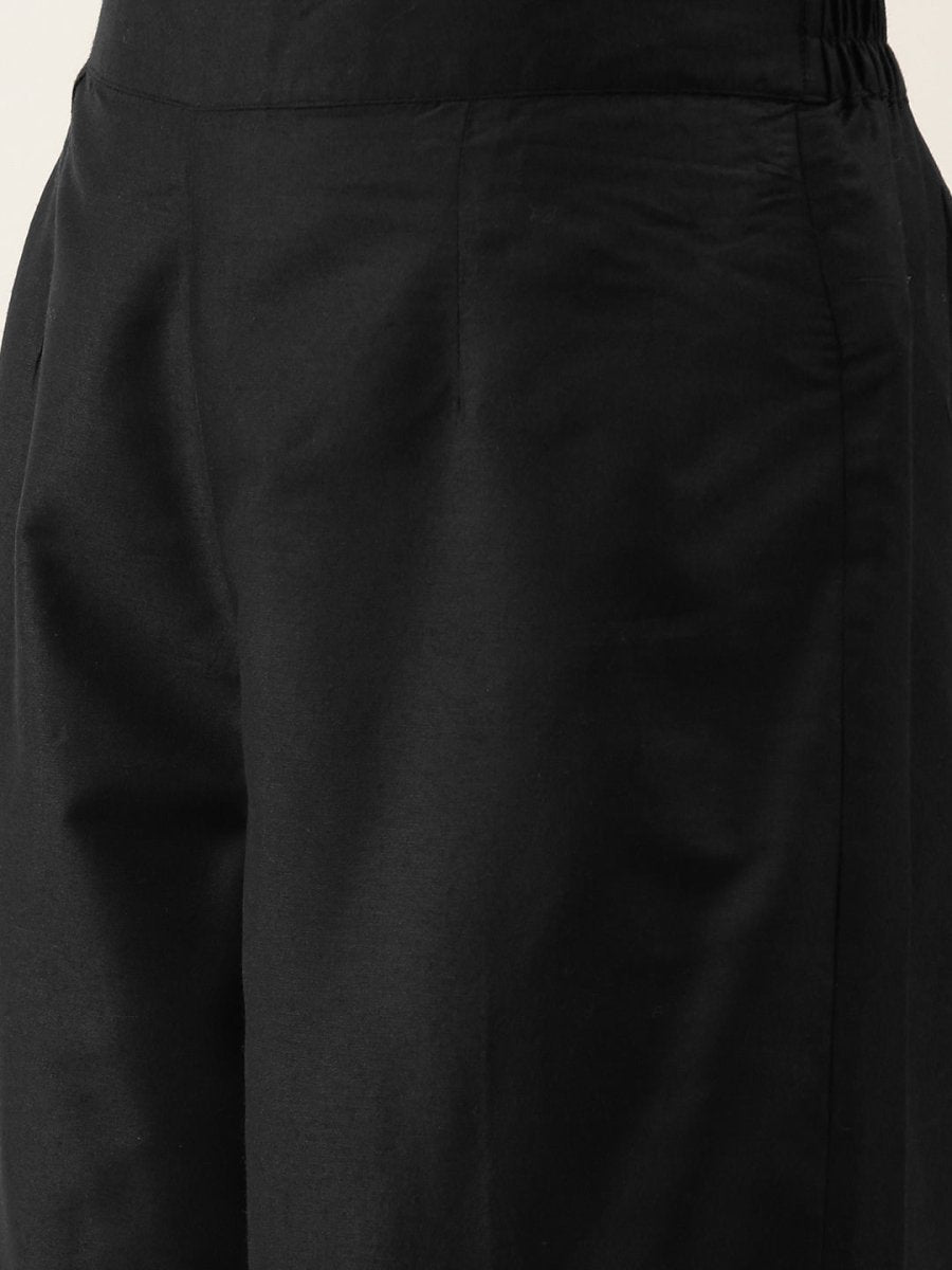 All About You Women Black & Grey Striped Keyhole Neck Kurta with Palazzos & Dupatta