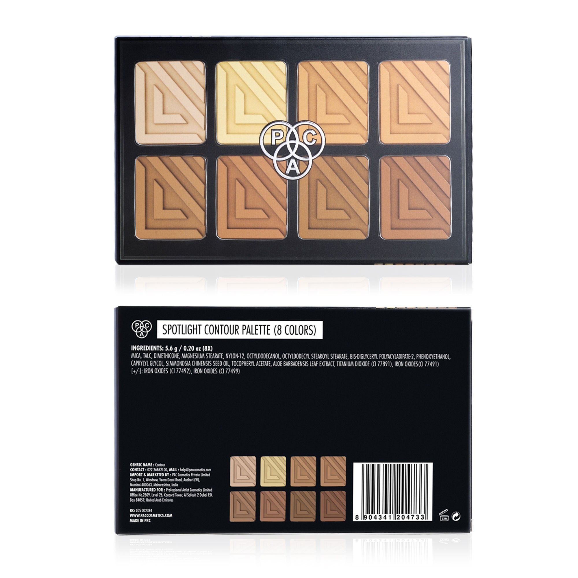 PAC Studio Spotlight Contour Palette X8 - All in One MUA Palette, High Payoff, Shades for every Skin Tone