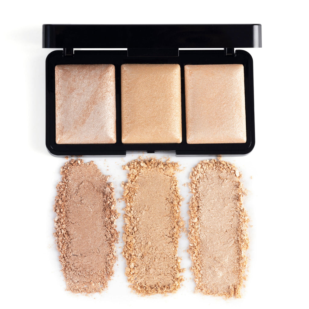PAC Studio Trio Glow Highlighter X3 Gold - Ultra Blinding Finish, Silky Smooth Texture, Blends Seamlessly