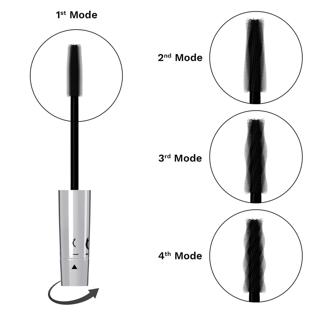 PAC Studio Twist & Lift Mascara - 4-in-1 Mascara Wand, Curls Defines Volumizes & Lifts, Waterproof