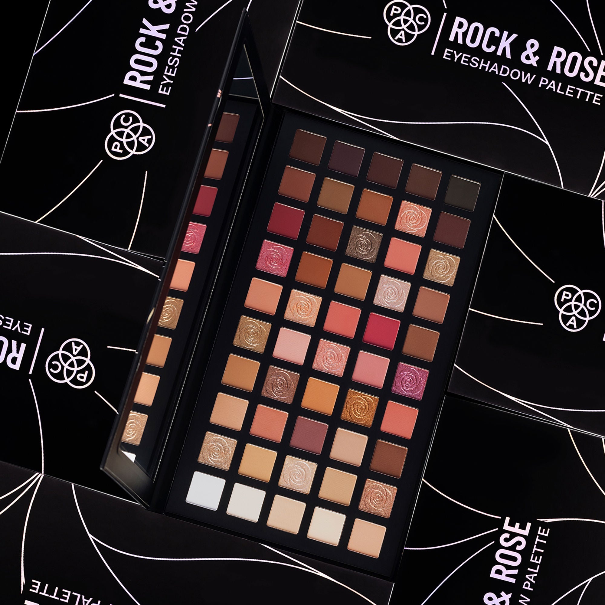 PAC Studio Rock & Rose Eyeshadow Palette - Blendable Mattes, Shimmers & Chromes, Perfect Transition Shades