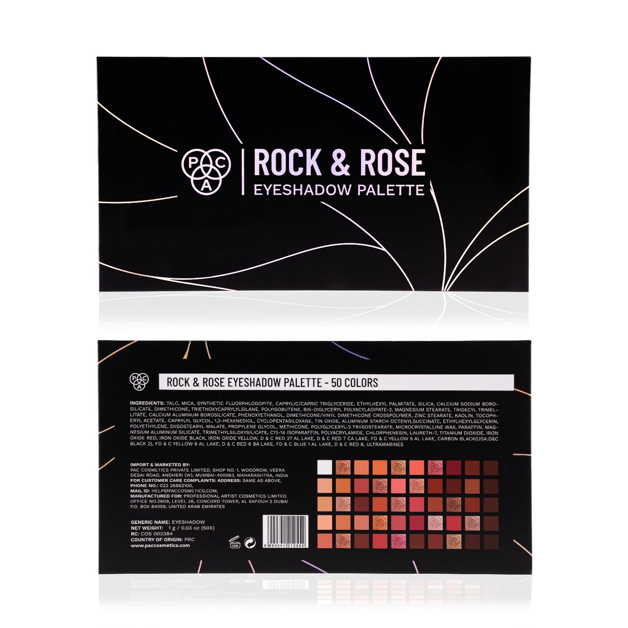 PAC Studio Rock & Rose Eyeshadow Palette - Blendable Mattes, Shimmers & Chromes, Perfect Transition Shades