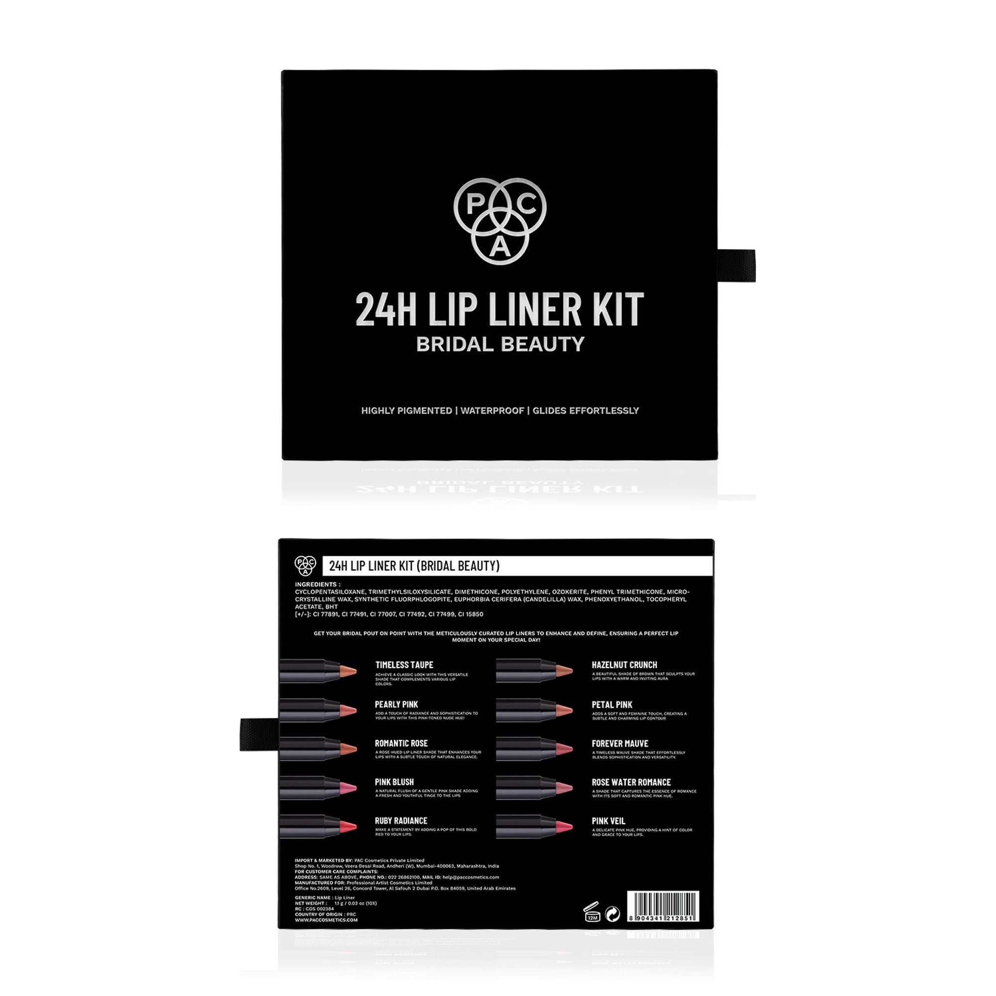 PAC Studio 24H Lip Liner Kit Bridal - 24H Comfortable Wear, Highly Pigmented, Waterproof & Smudgeproof