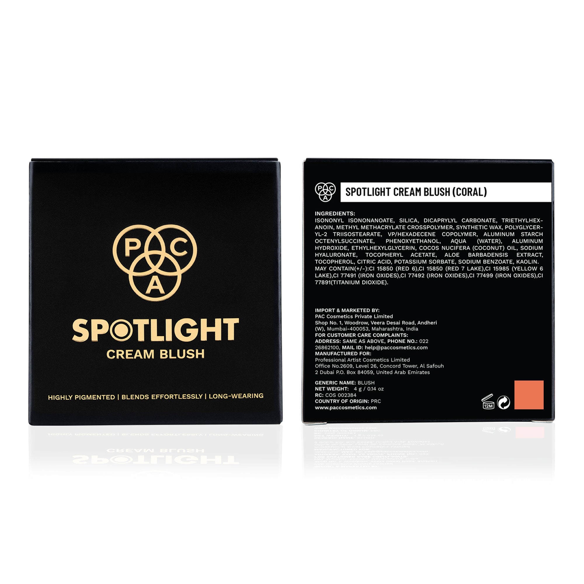 PAC Studio Spotlight Cream Blush - Coral