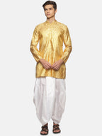 Sethukrishna Men Gold-Toned Ethnic Motifs Angrakha Kurta with Dhoti Pants - Distacart