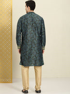 House of Pataudi Paisley Printed Rozana Kurta With Zari Detail